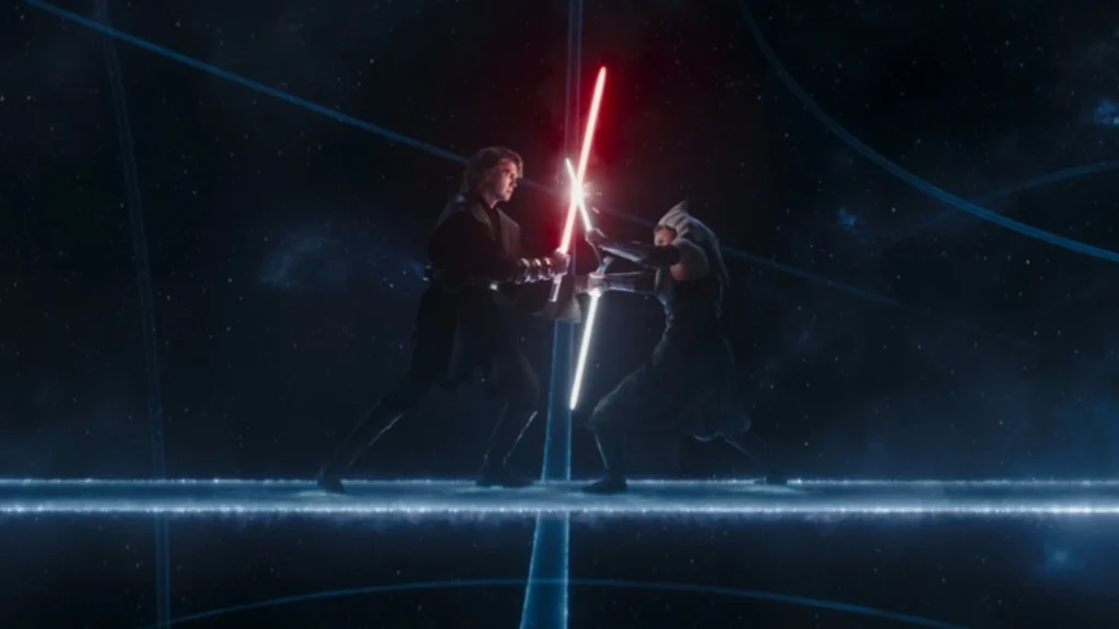 Anakin and Ahsoka duel in episode 5.