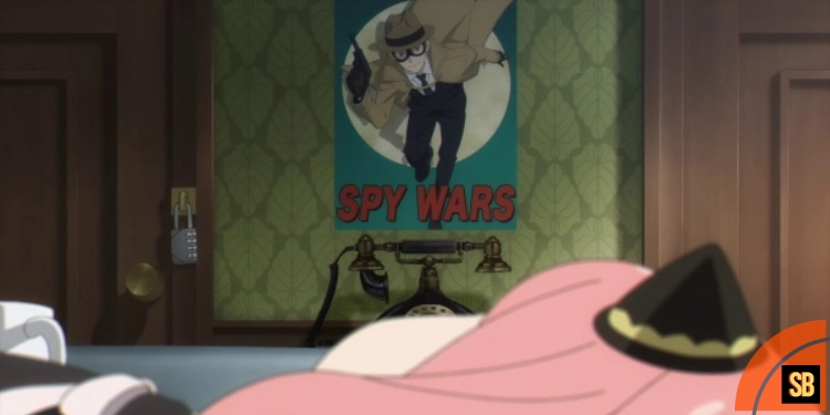 bondman in spy wars series poster in Anyas room in anime spy x family
