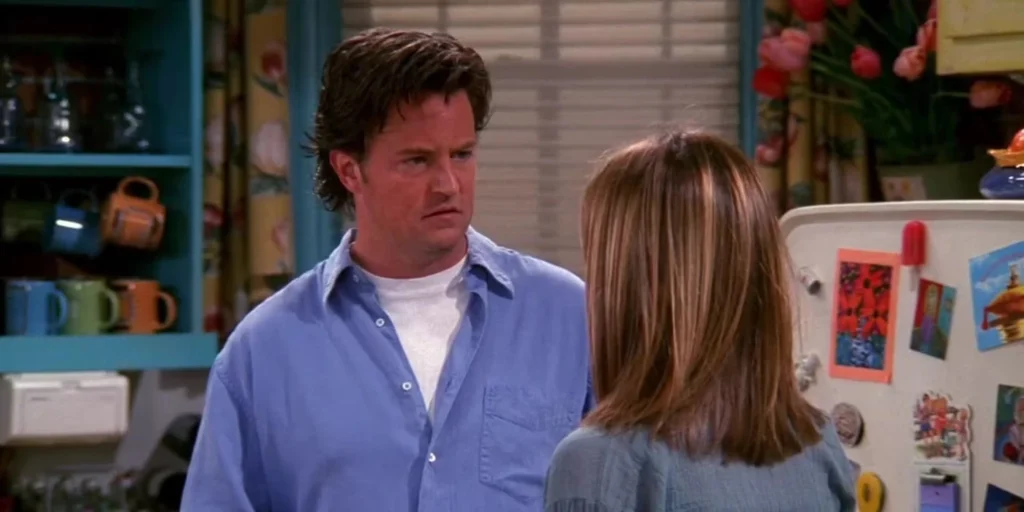 Chandler delivering his iconic funniest joke